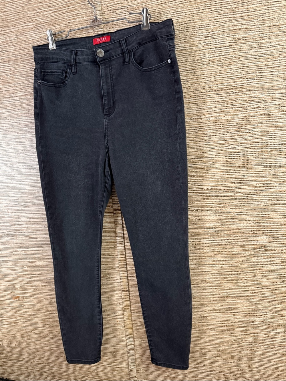 Guess Jeans High Rise Slim Ankle Women’s 32 Black Gray Concrete Faded Stretch - Picture 2 of 8